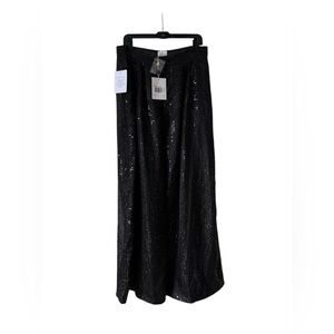 Glamour Black Sequin Maxi wide leg pants for Cocktail Nights